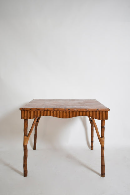 Rattan square game table, 1950s.