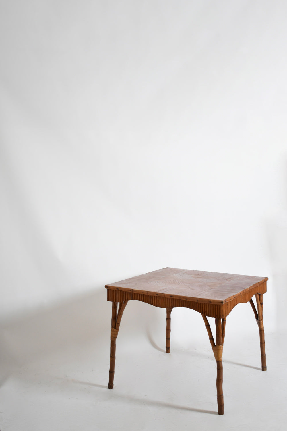 Rattan square game table, 1950s.