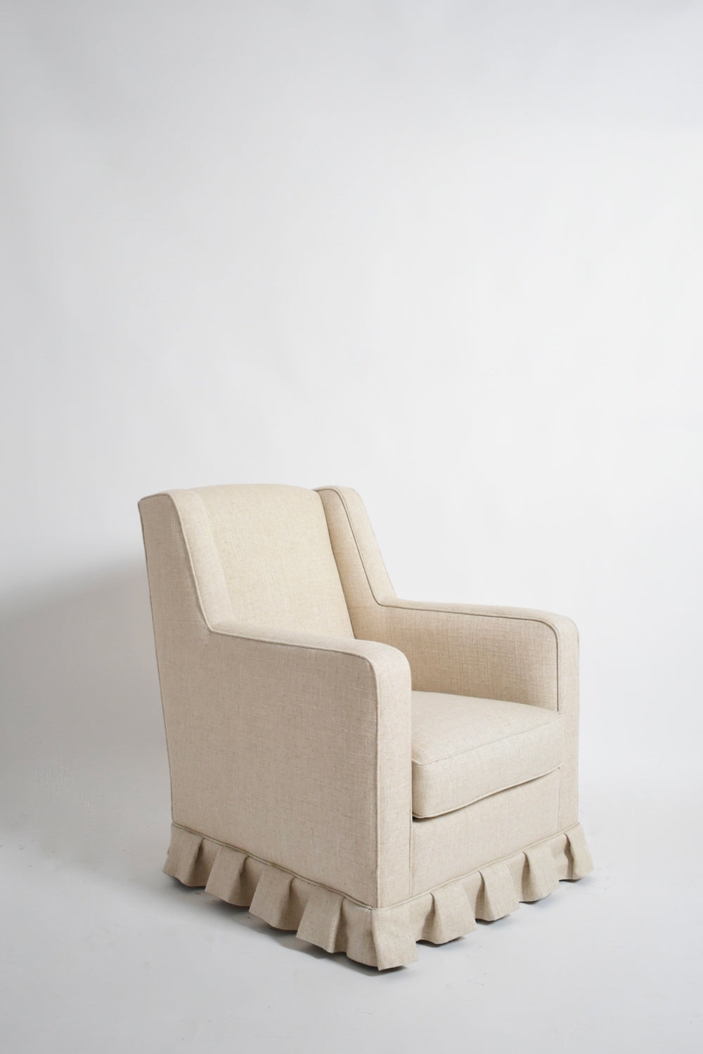 Pair of off white fringe armchairs, 1940s.
