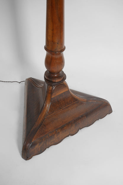 Wooden floor lamp with triangular vase, 18th c.