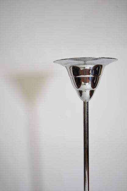 Art Deco chromed iron basin floor lamp, 1930s.