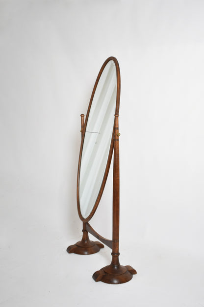 Arts and Crafts wooden psyche mirror, 1900s.