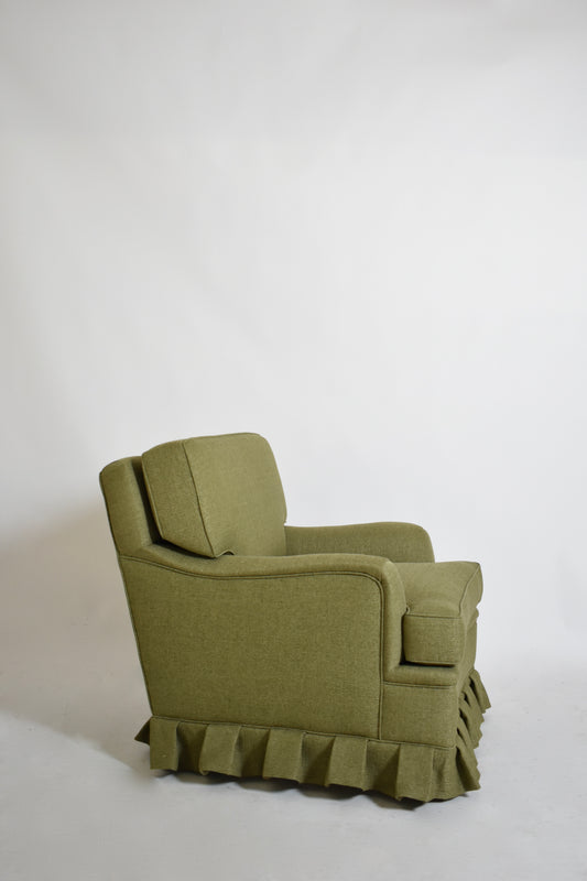 Green fabric fringe armchair, 1960s.