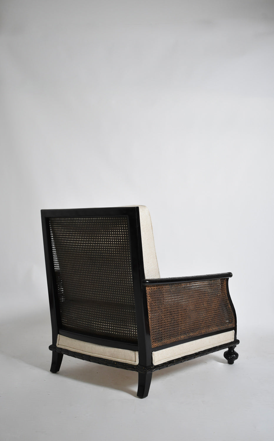 Canning and carved wood armchair, XIXth c.