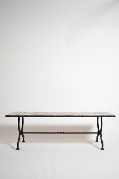 Wrought iron and marble coffee table, 1940s.